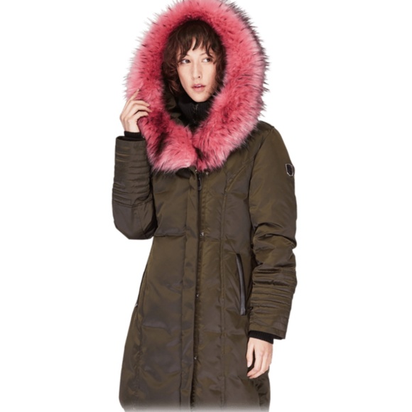 Noize Jessica Jacket forest green w/ pink fur - Picture 2 of 8